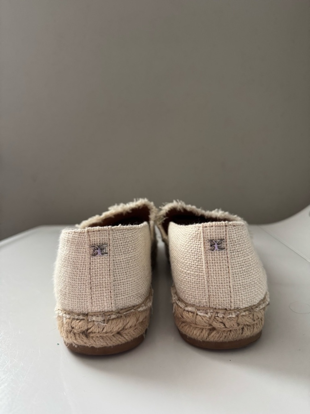 Sam Edelman Cream Canvas Espadrilles with Black Toe Cap - Picture 3 of 5
